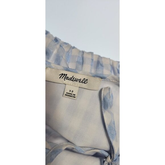 Madewell Sundress Women’s Size 14 Sleeves Plaid White/Blue Lined Midi - Picture 12 of 12